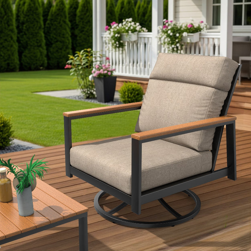 NorthCape International Windsor Aluminum Outdoor Swivel Rocking Lounge Chair