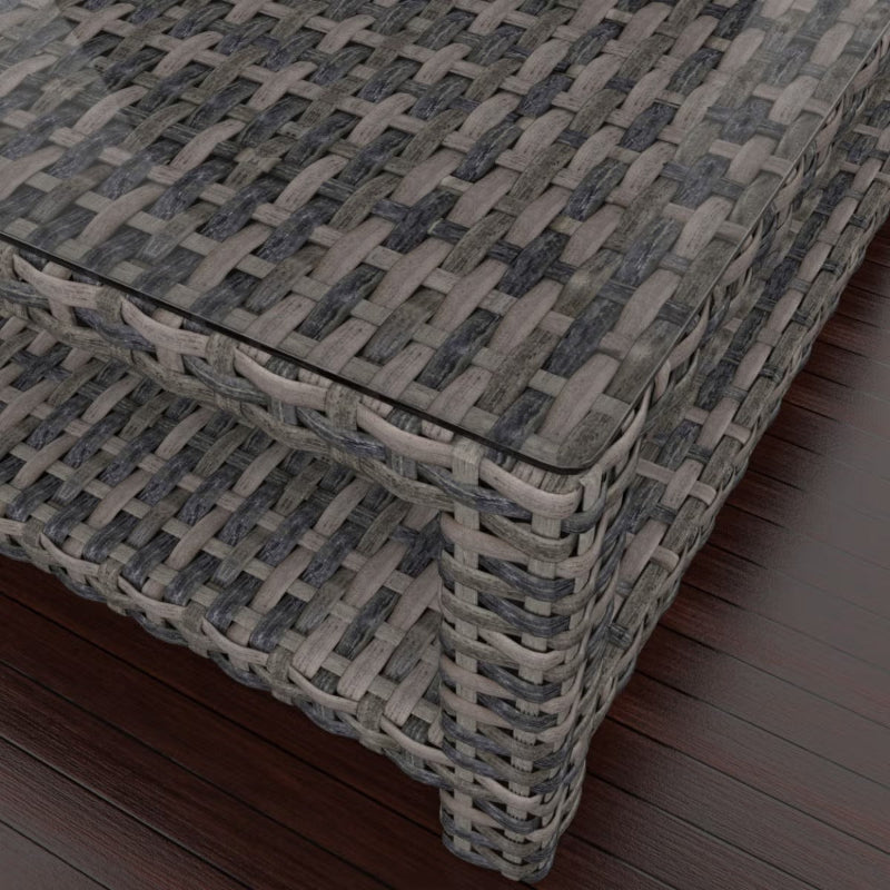 Forever Patio Cavalier Wicker Rectangular Coffee Table with Shelf & Glass Top