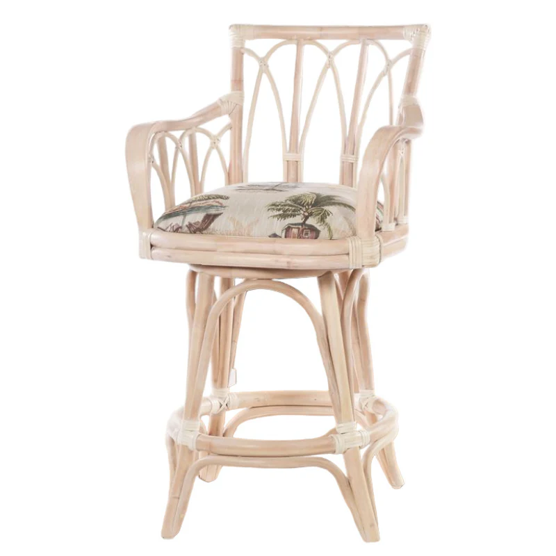 Alexander & Sheridan Cuba Rattan Indoor 2-Person Pub Set with Arms and Cushions