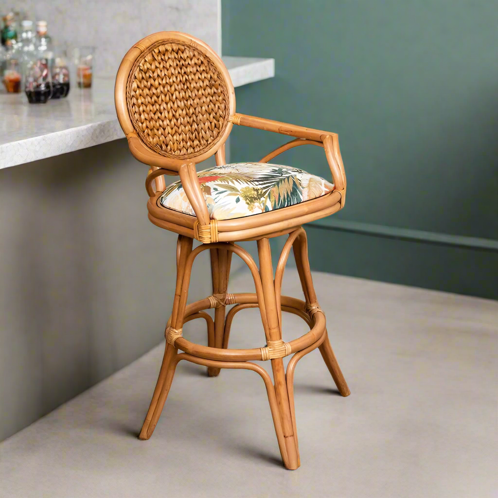 Alexander & Sheridan Bahama 24" Rattan Indoor Bar Stool