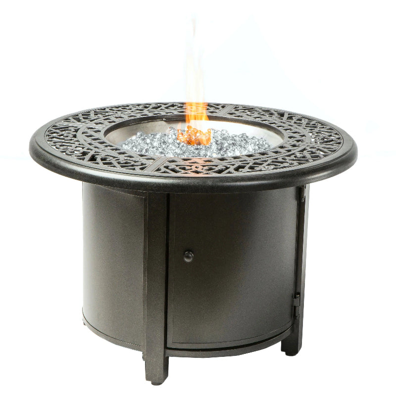 Alfresco Home Kinsale Cast Aluminum Outdoor 36" Round Fire Pit Table Blacksmith