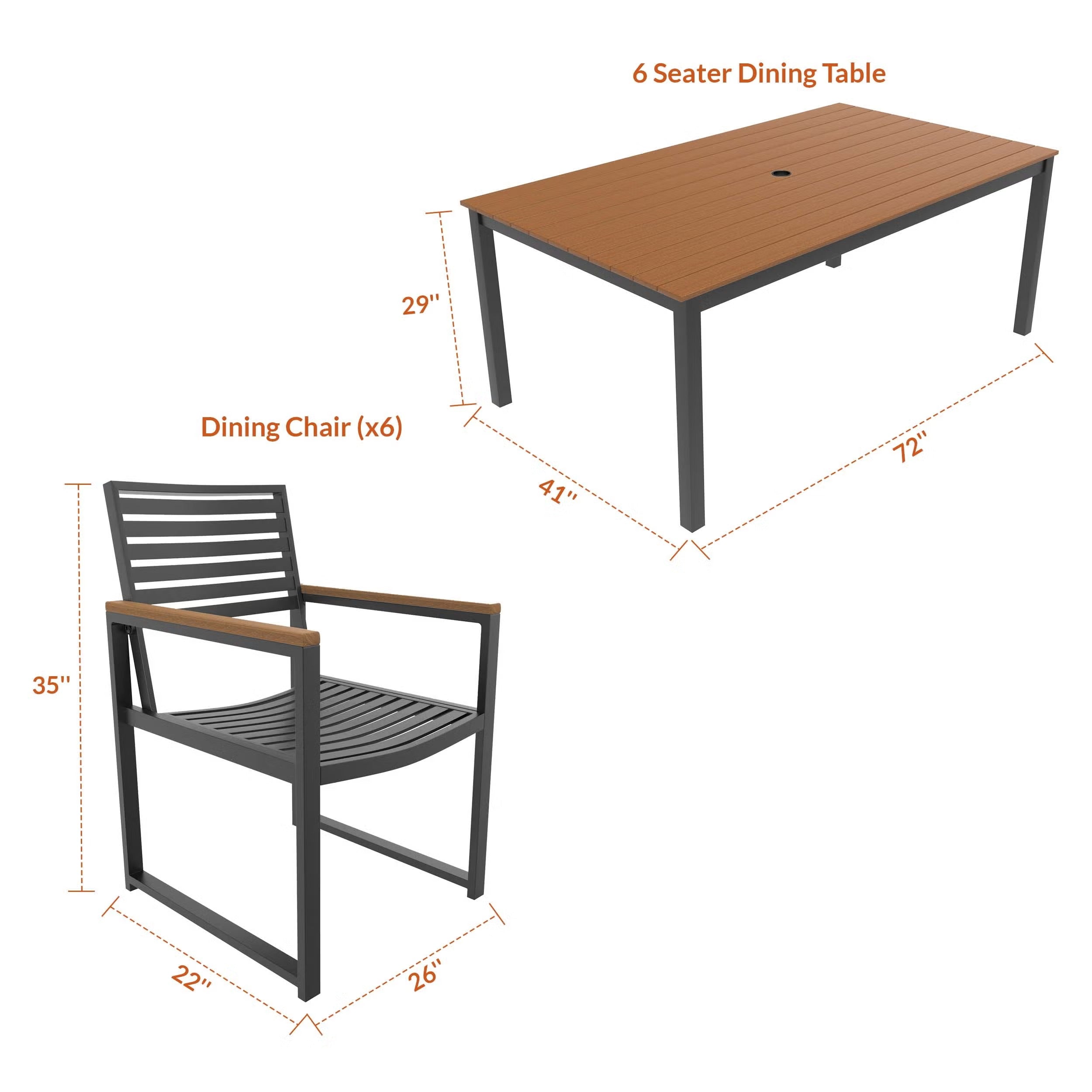 Forever Patio Hanover Aluminum Outdoor 6-Person Patio Dining Set