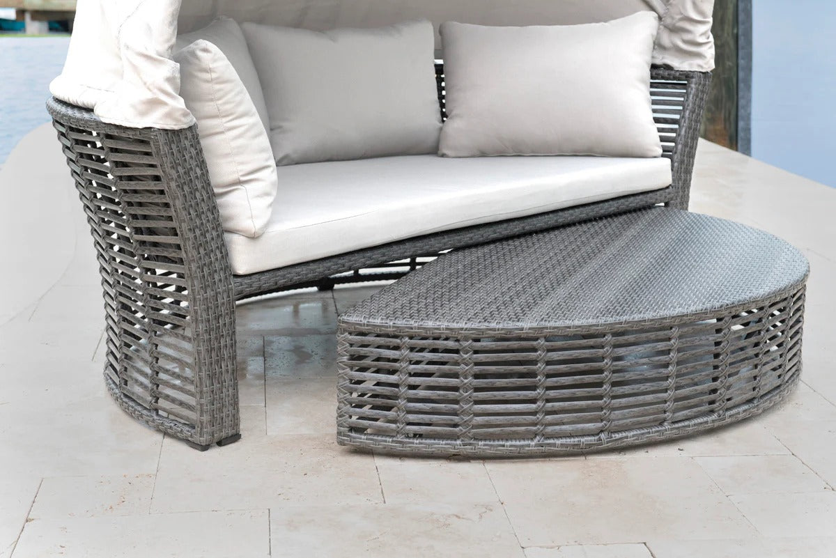 Panama Jack Graphite Wicker Aluminum Outdoor Canopy Daybed with Cushions