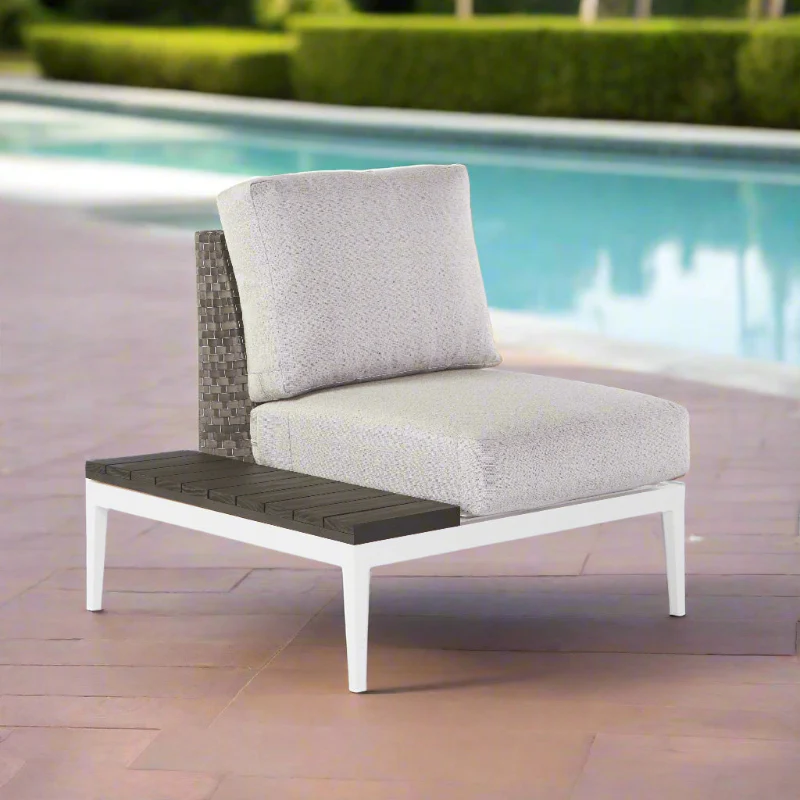 South Sea Rattan Stevie Wicker Lounge chair With Left Side Table