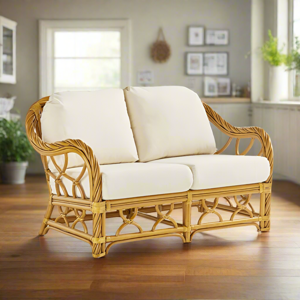 South Sea Rattan New Twist Rattan Indoor Loveseat