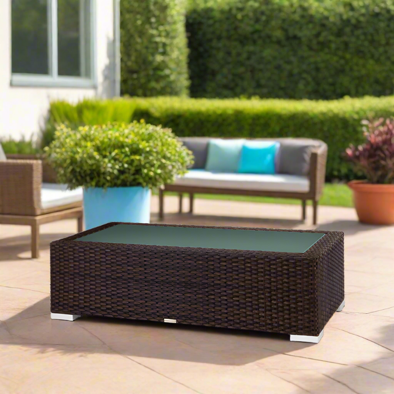 DecoScape Lucaya Wicker Aluminum Outdoor Rectangular Coffee Table