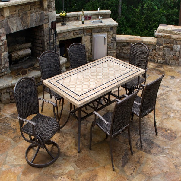Tortuga Outdoor Marquesas 7 Piece Wicker & Stone Dining Set