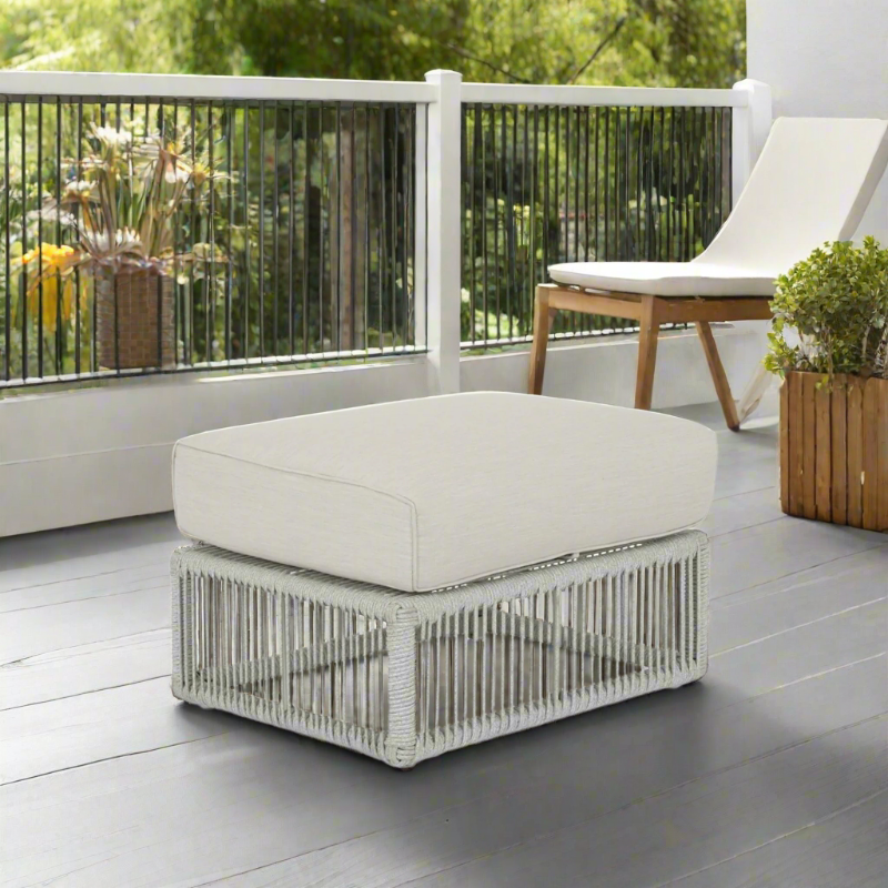Sunset West Miami Rope Aluminum Outdoor Ottoman