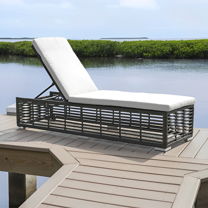 Panama Jack Graphite Aluminum Outdoor Chaise Lounge with Wheels and Cushion