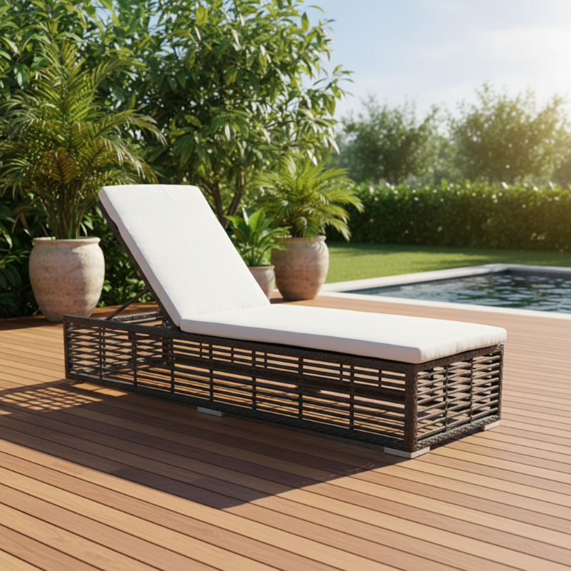 Panama Jack Graphite Aluminum Outdoor Chaise Lounge with Wheels and Cushion