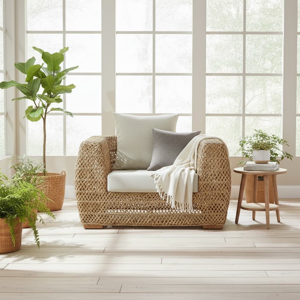 Panama Jack Sumatra Outdoor Wicker Lounge Chair with Cushions