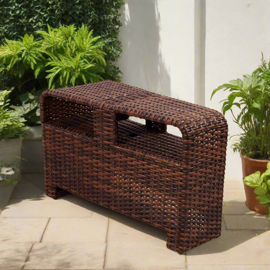 South Sea Rattan Saint Tropez Outdoor Wicker Sectional Pie Wedge Table