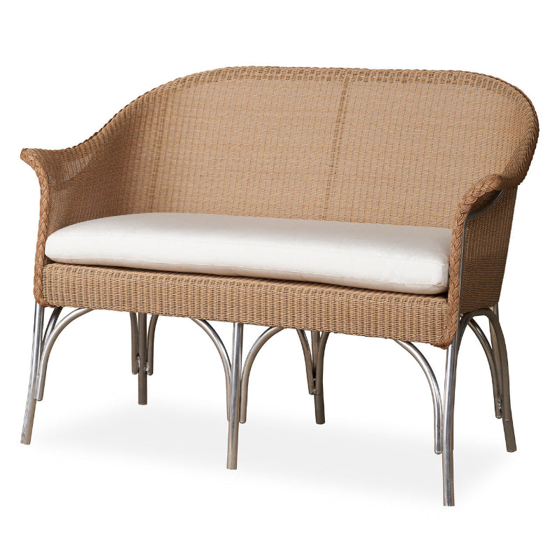 Lloyd Flanders All Seasons Wicker Aluminum Outdoor Settee with Cushion