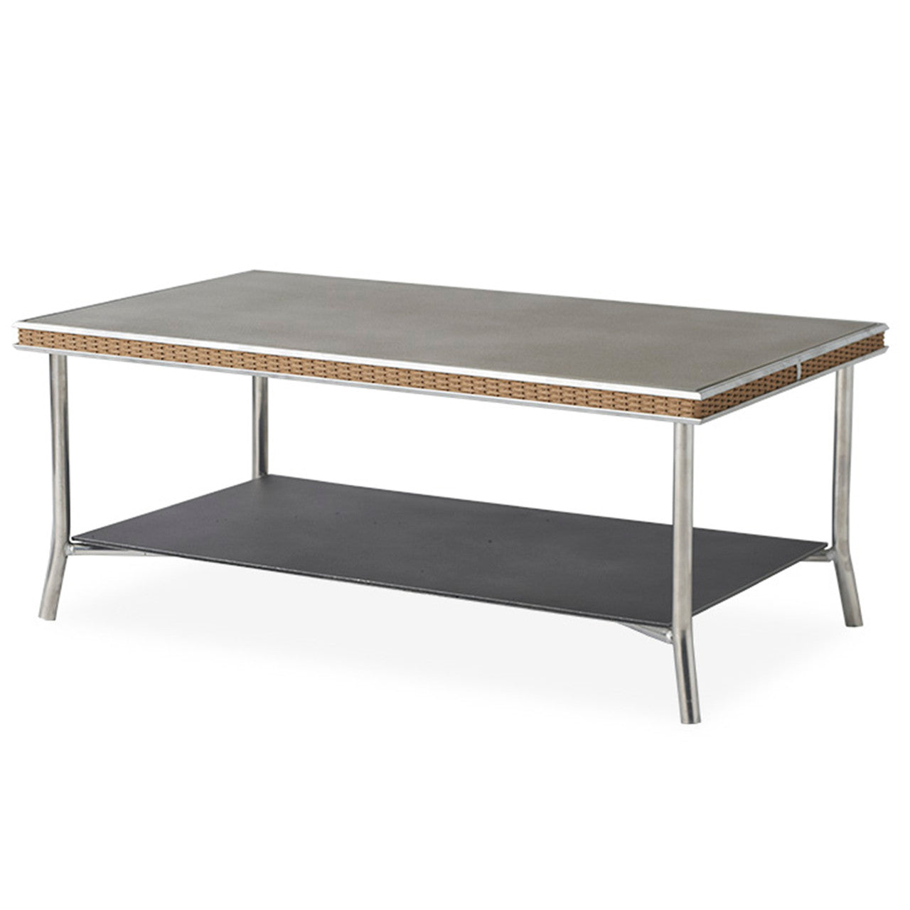 Lloyd Flanders Visions 42" Rectangular Cocktail Table with Taupe Glass