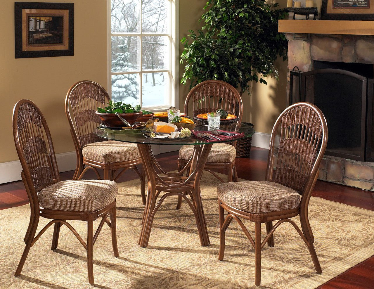 South Sea Rattan Bermuda Indoor Dining Room Set With Side Chairs