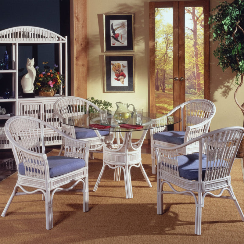 South Sea Rattan Bermuda Wicker Indoor 4-Person Dining Room Set with Captains Chairs