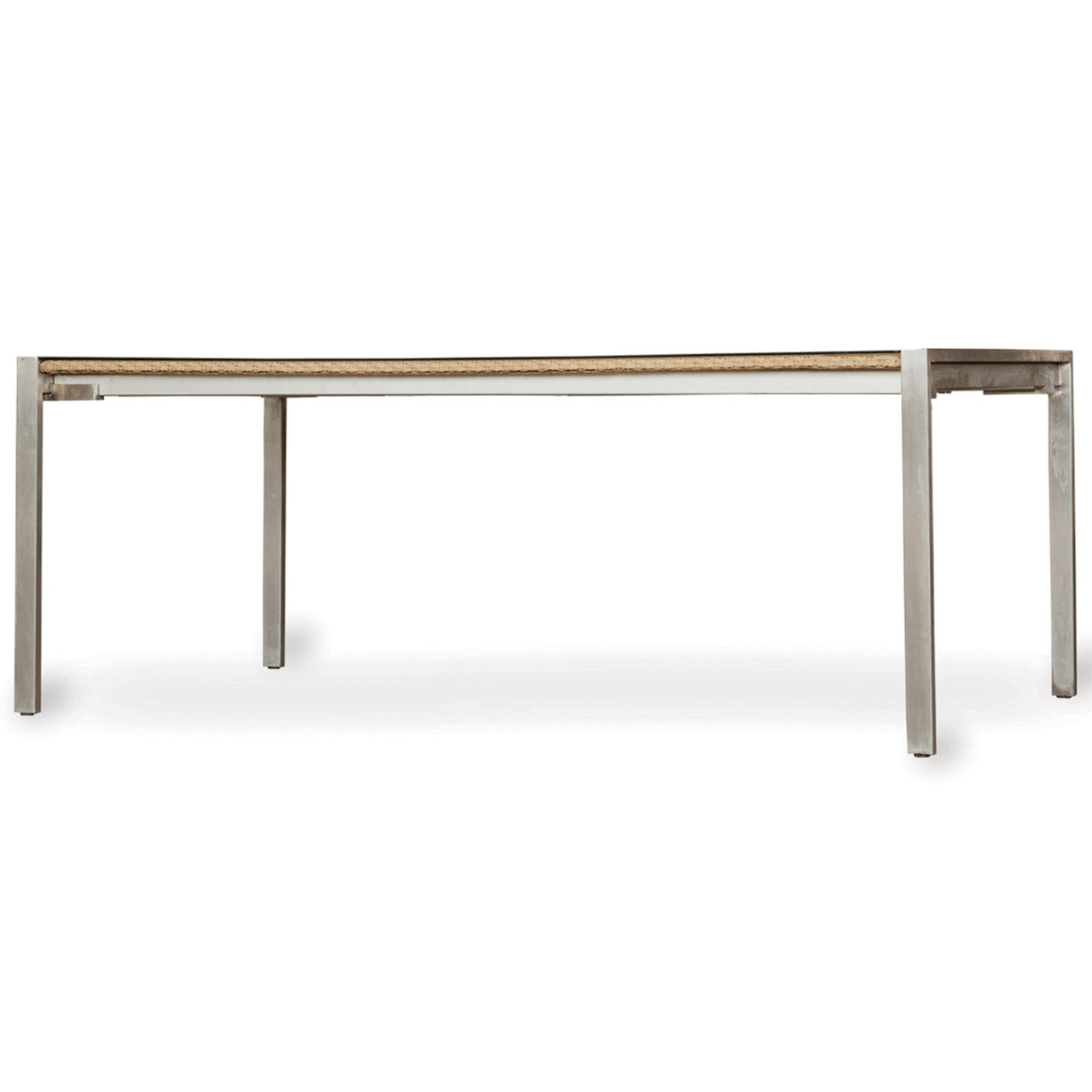 Lloyd Flanders Elements Wicker 71" Rectangle Dining Table With Stainless Steel Base