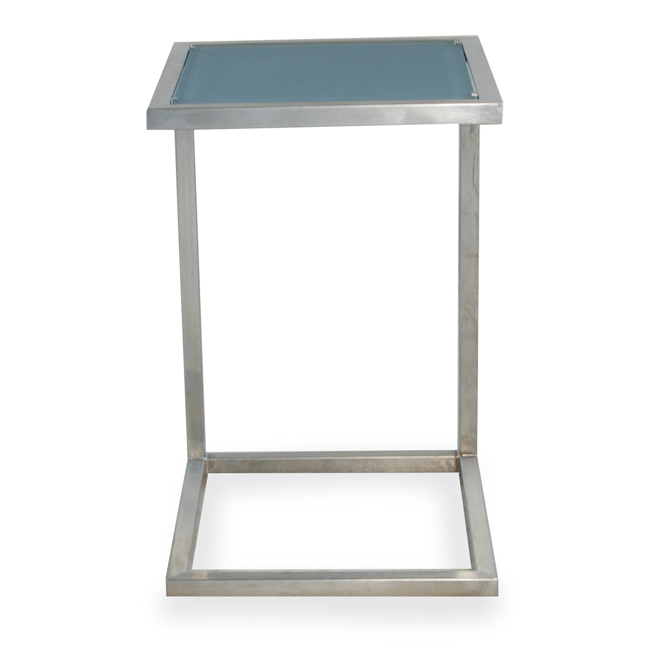 Lloyd Flanders Elements Stainless Steel Side Table With Glass