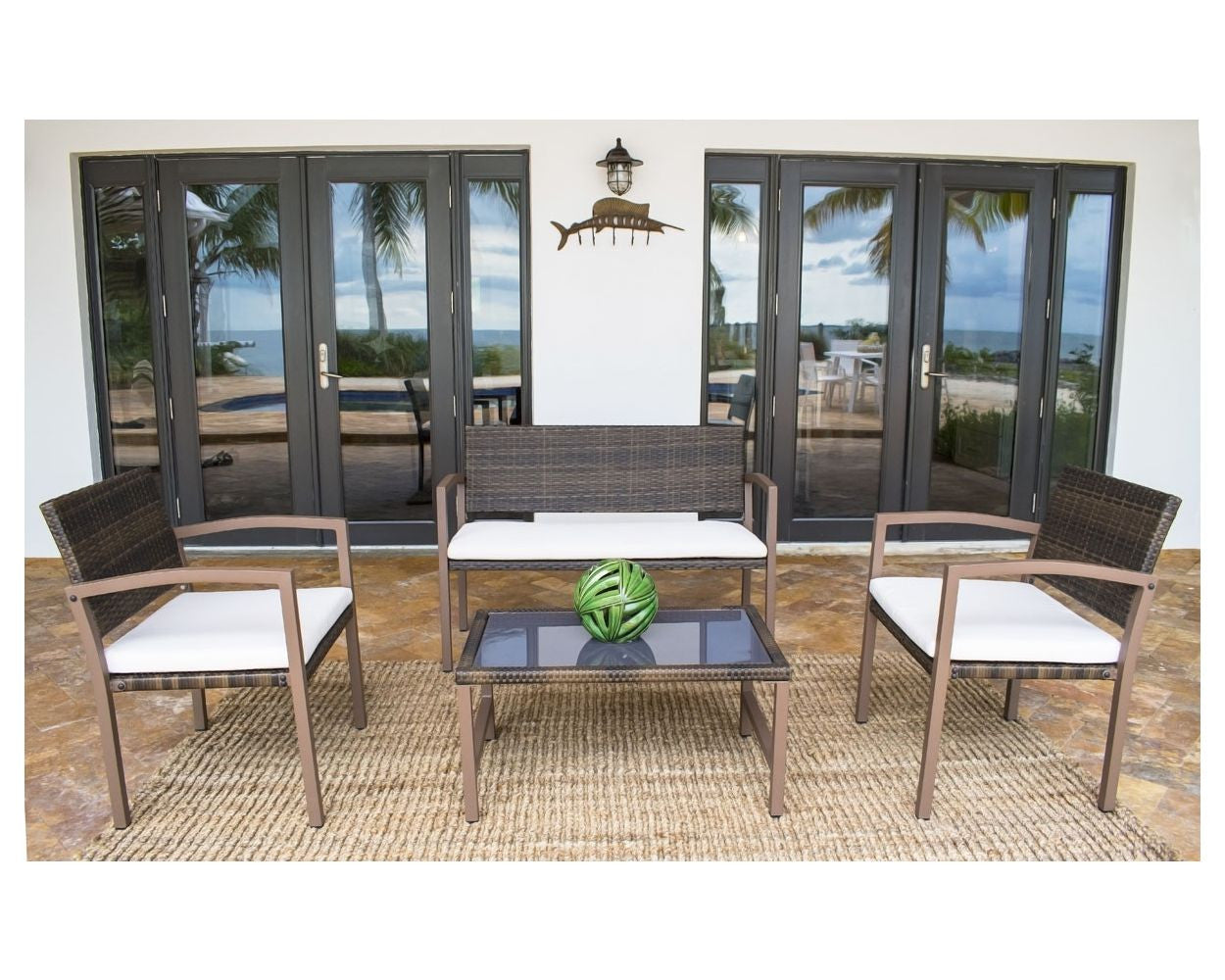 Hospitality Rattan Andros 4 PC Patio Settee