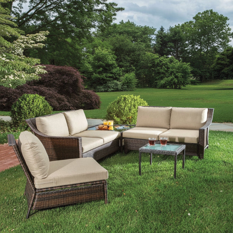Alfresco Home Logan 5-Person Outdoor Sectional Wicker Set