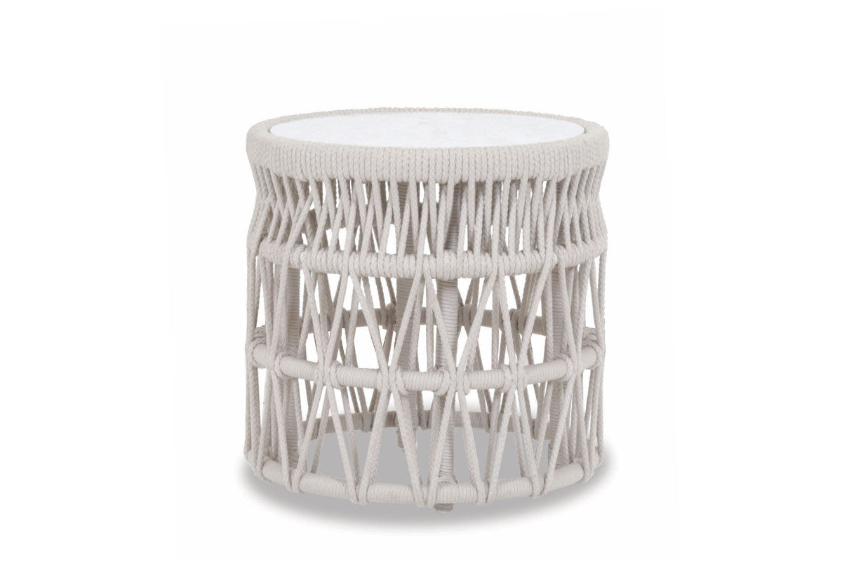 Sunset West Dana End Table with Honed Carrara Marble Top