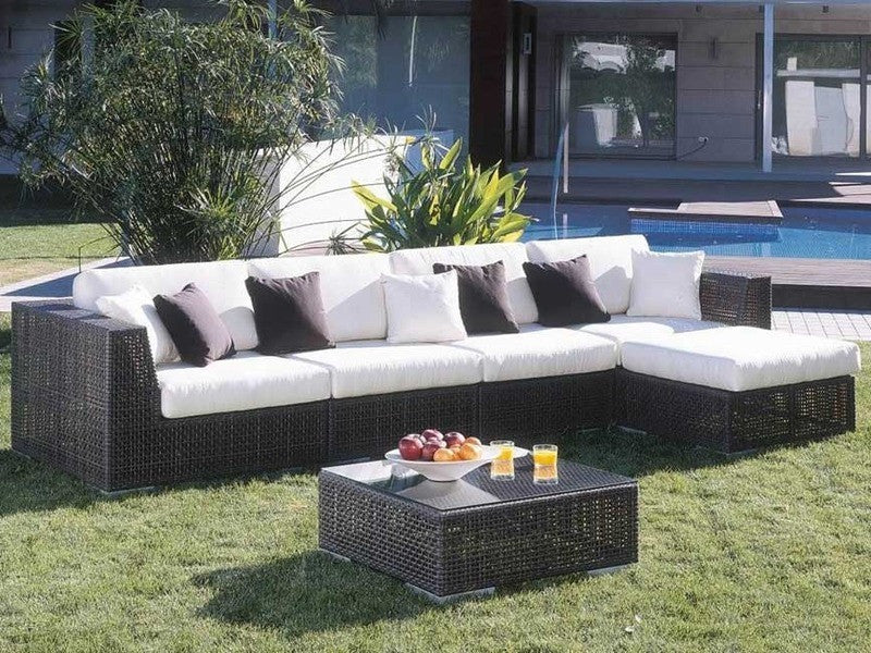 Hospitality Rattan Soho Wicker 6 Piece Sectional Sofa Set