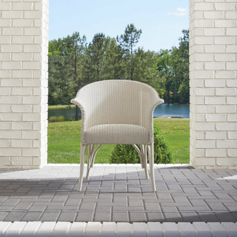 Lloyd Flanders All Seasons Wicker Aluminum Outdoor Dining Armchair with Padded Seat