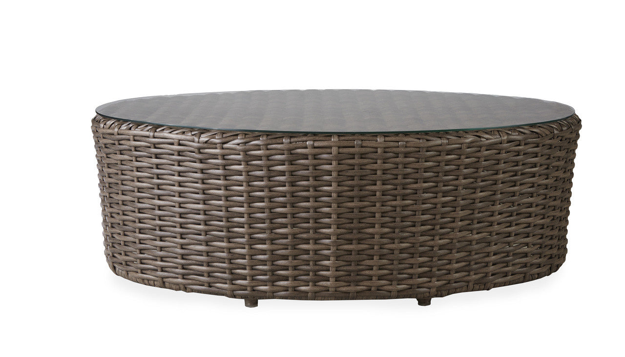 Lloyd Flanders Largo Woven Vinyl 48" Oval Cocktail Table With Glass