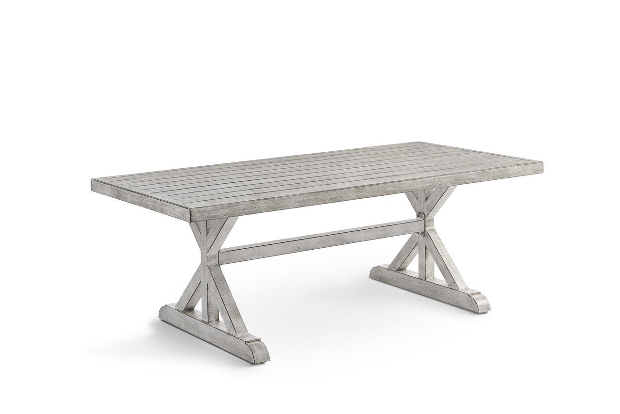 South Sea Rattan Dover Hand-Brushed Extruded Aluminum Outdoor Dining Table