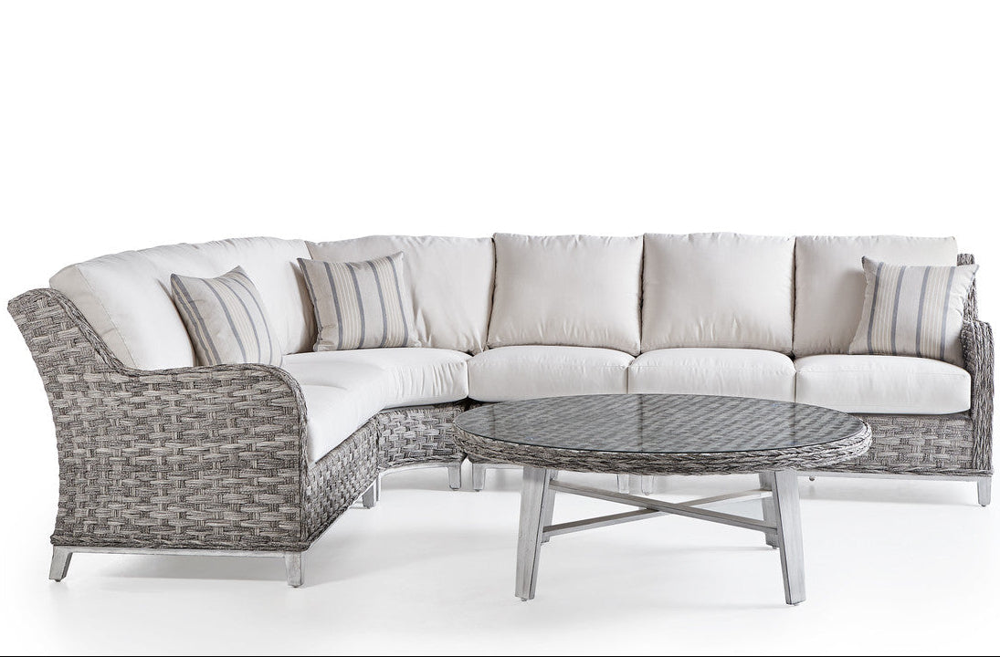 South Sea Rattan Grand Isle Wicker Outdoor 6-Person Sectional Sofa Living Set