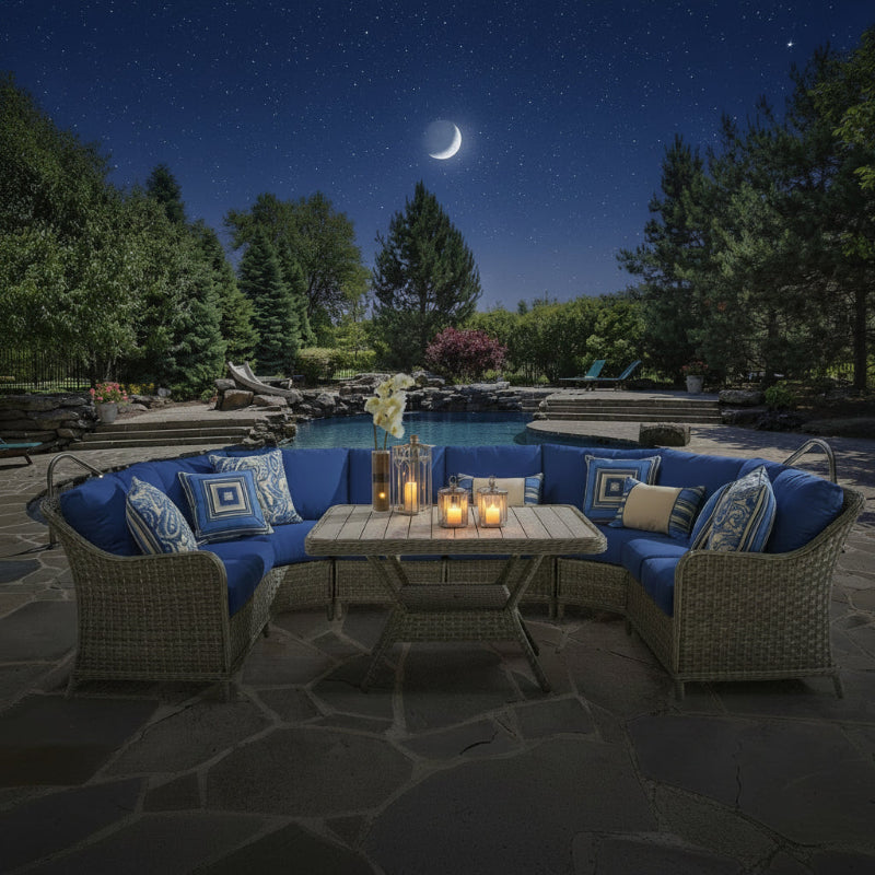 South Sea Rattan Mayfair Wicker Outdoor 8-Person Conversation Set