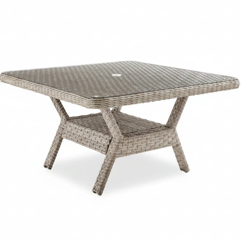 South Sea Rattan Mayfair Wicker Outdoor Glass Top Dining Chat Table