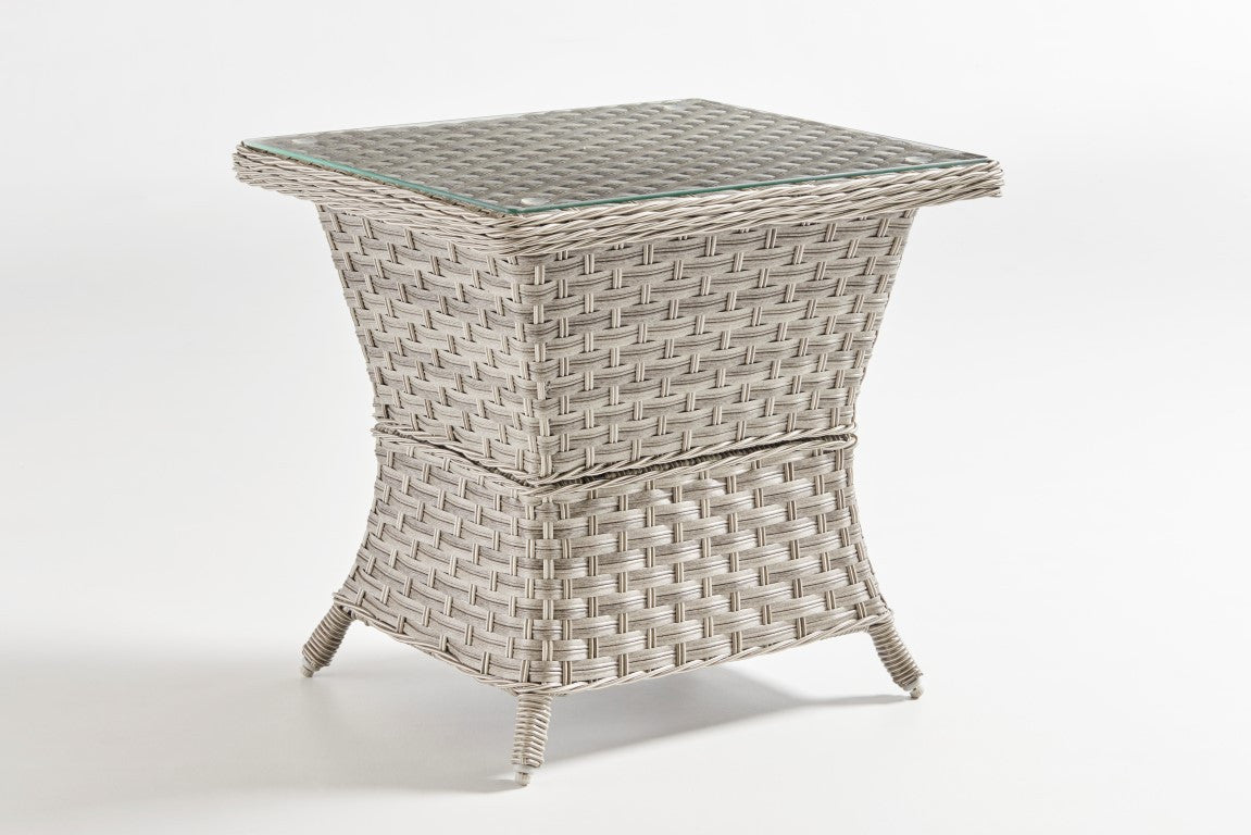 South Sea Rattan Mayfair End Table with Glass Top