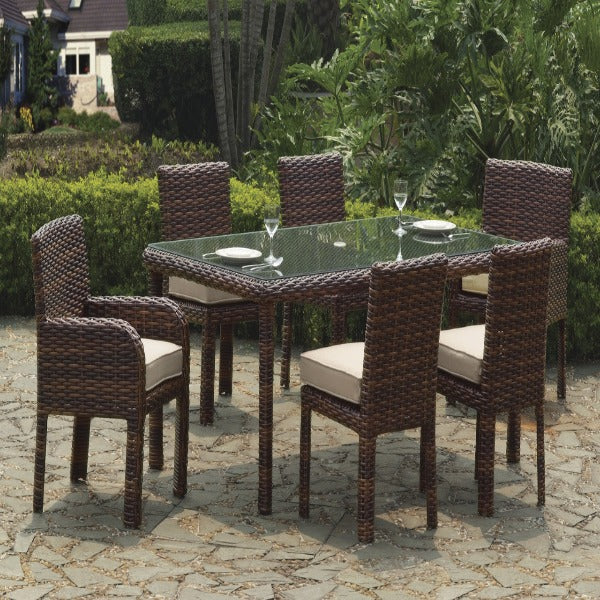 Rectangular rattan garden table hot sale