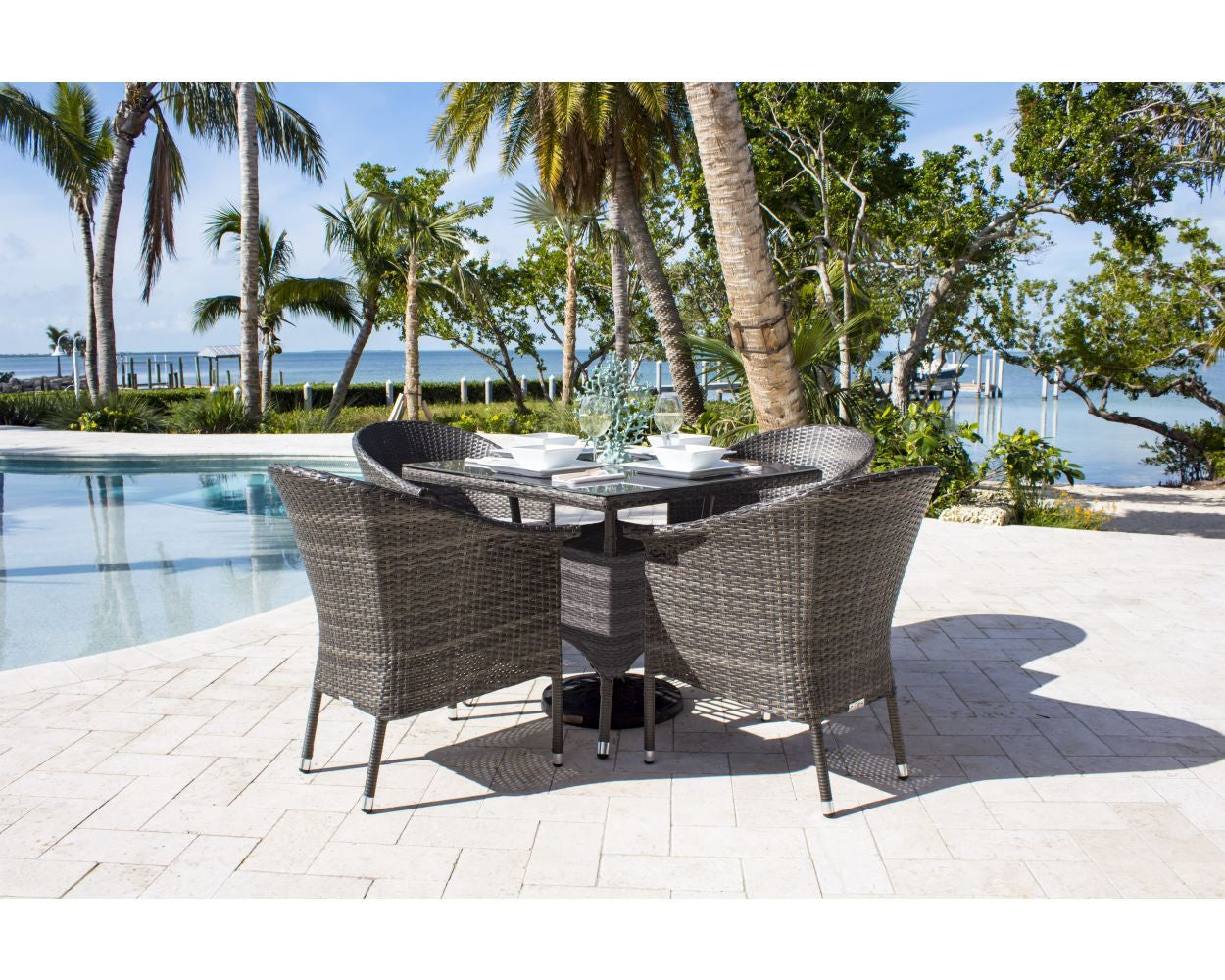 Hospitality Rattan Ultra 5 PC Armchair Dining Set with Cushions