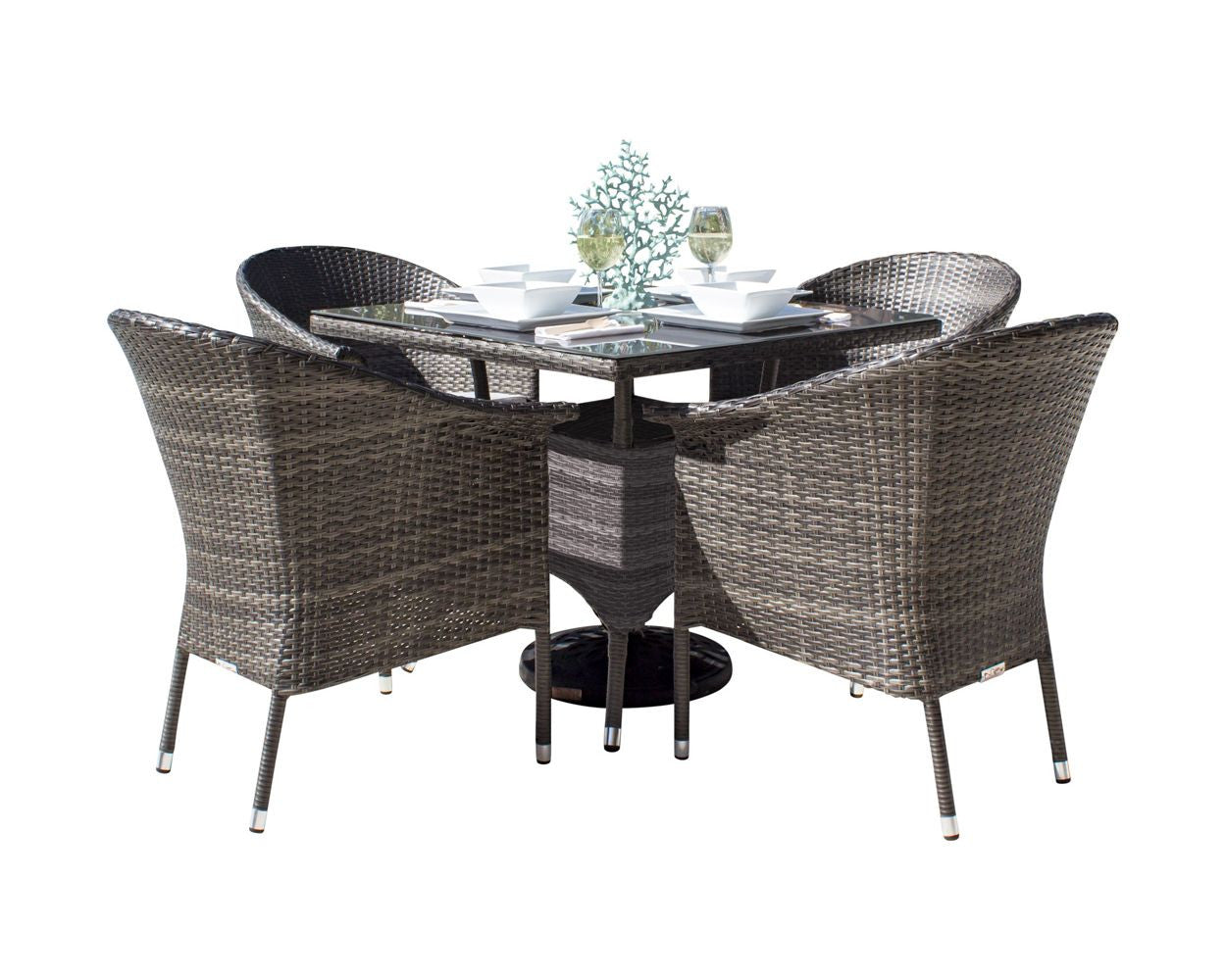 Hospitality Rattan Ultra 5 PC Armchair Dining Set with Cushions