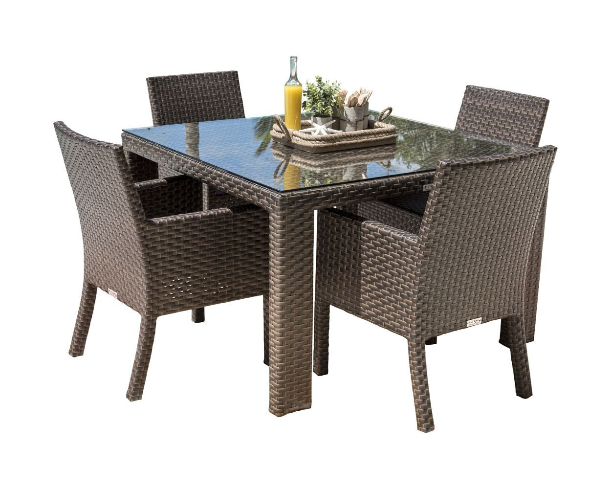 Hospitality Rattan Fiji 5 PC Arm Chair Dining Set with Cushions