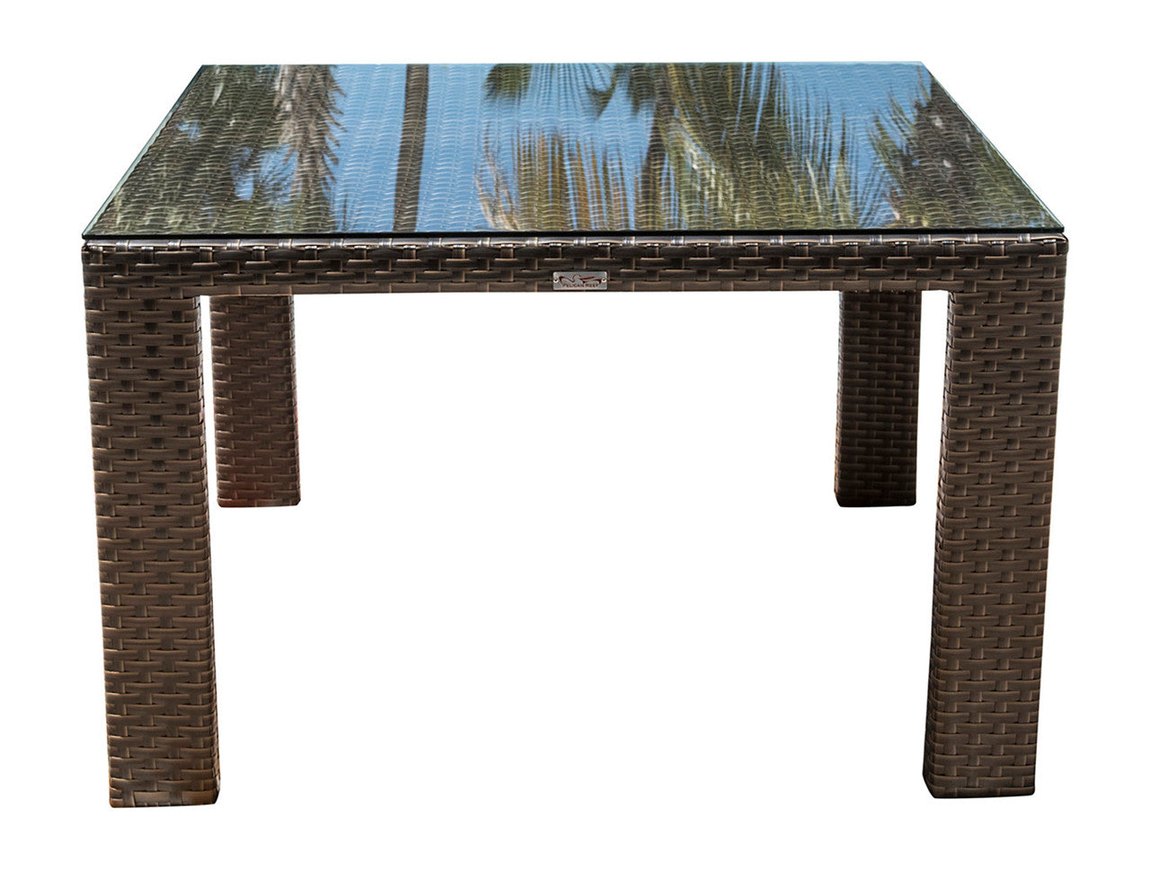 Hospitality Rattan Fiji Square Woven Dining Table w/ Glass