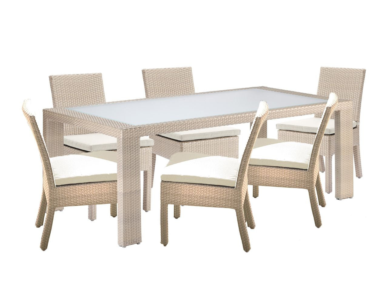 Hospitality Rattan Rubix 7 PC Side Chair Dining Set with Cushions