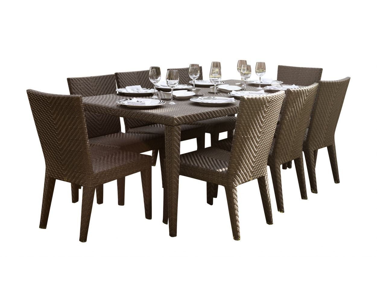 Hospitality Rattan Soho 9 PC Rectangular Dining Side Chair Group
