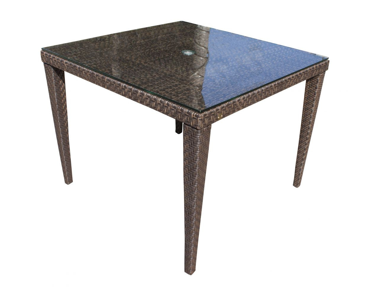 Hospitality Rattan Soho Woven Square 40" Dining Table with Glass