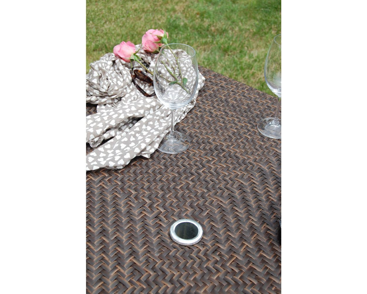 Hospitality Rattan Soho Woven Square 40" Dining Table with Glass
