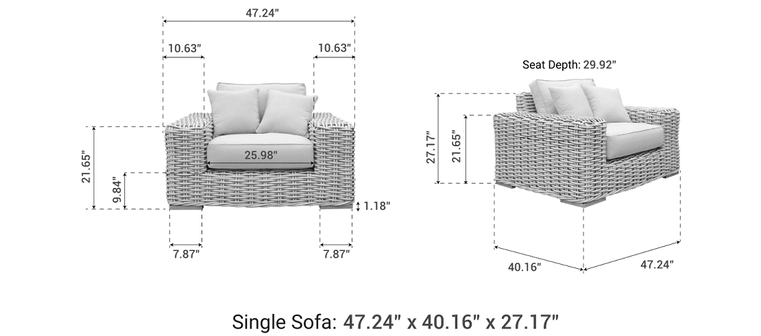 OUTSY Anna single sofa dimensions