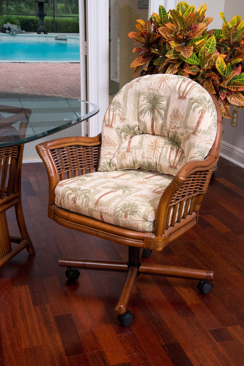 Alexander & Sheridan Bridgeport Rattan Indoor Tilt Swivel Caster Dining Chair