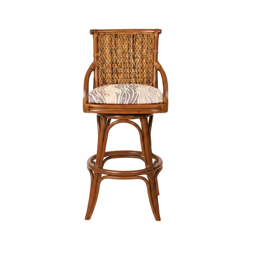 Alexander & Sheridan Balboa 24" Rattan Indoor Bar Stool with Cushion