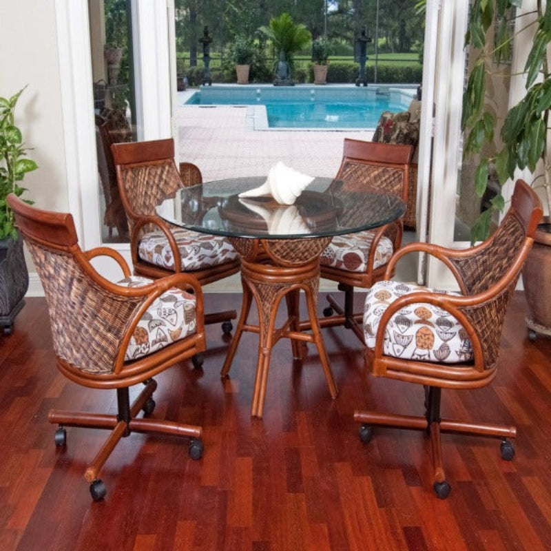 Alexander & Sheridan Bermuda Natural Rattan Indoor 4-Person Dining Set with Cushions