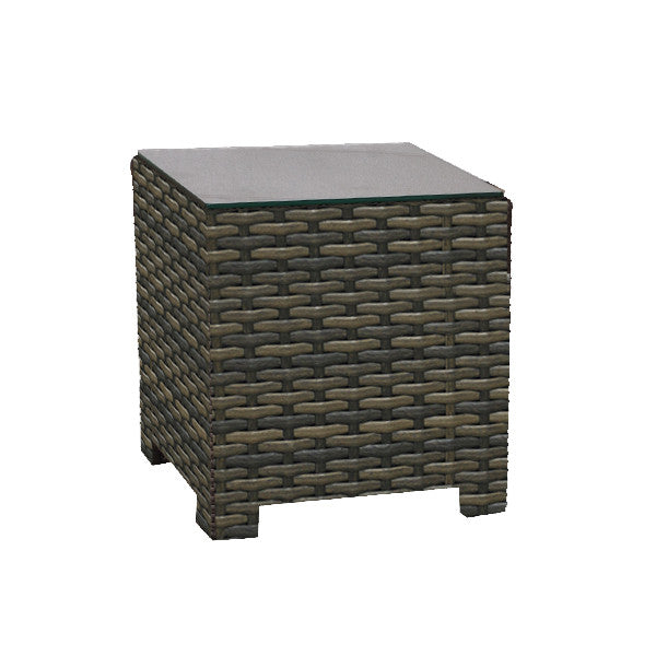 Forever Patio Brookside Wicker Square End Table With Glass Top