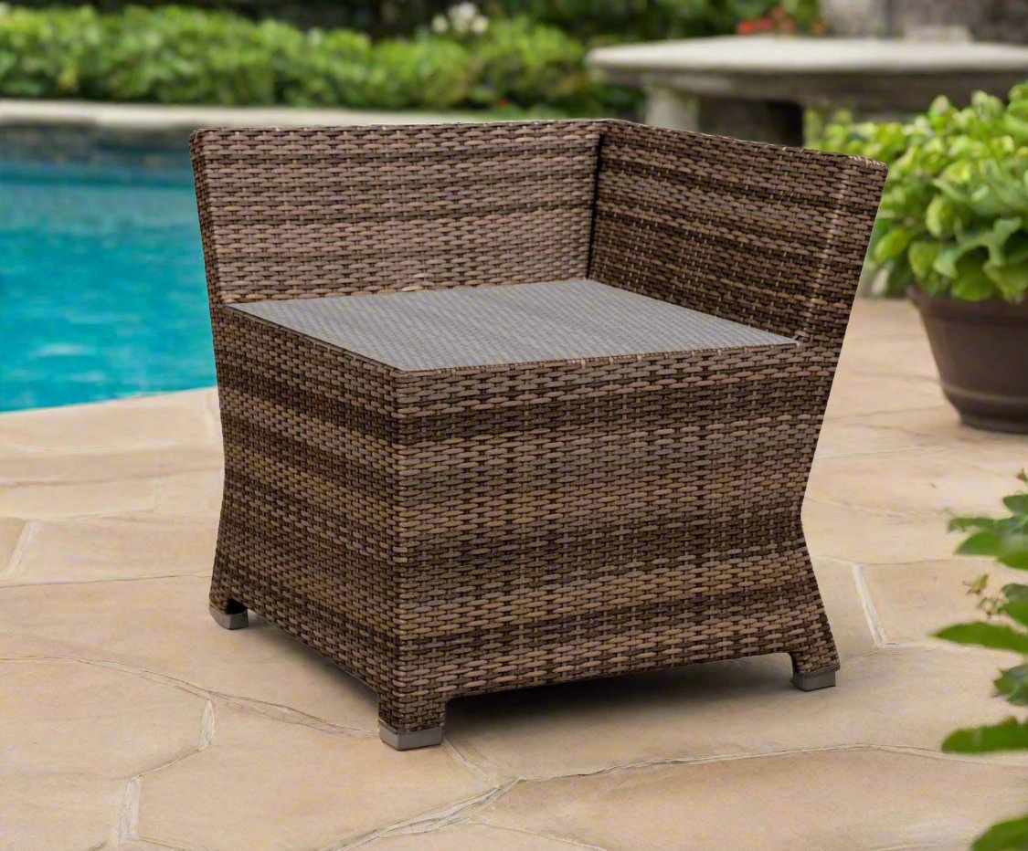 Forever Patio Brookside Wicker Corner End Table With Glass Top