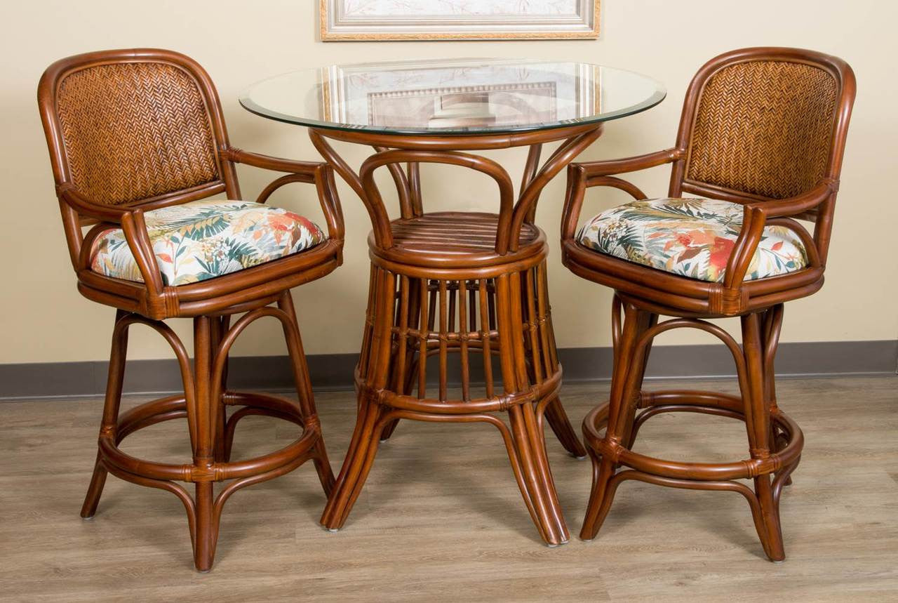 Alexander & Sheridan Cayman 3 Piece Rattan Indoor Pub Set With Arms