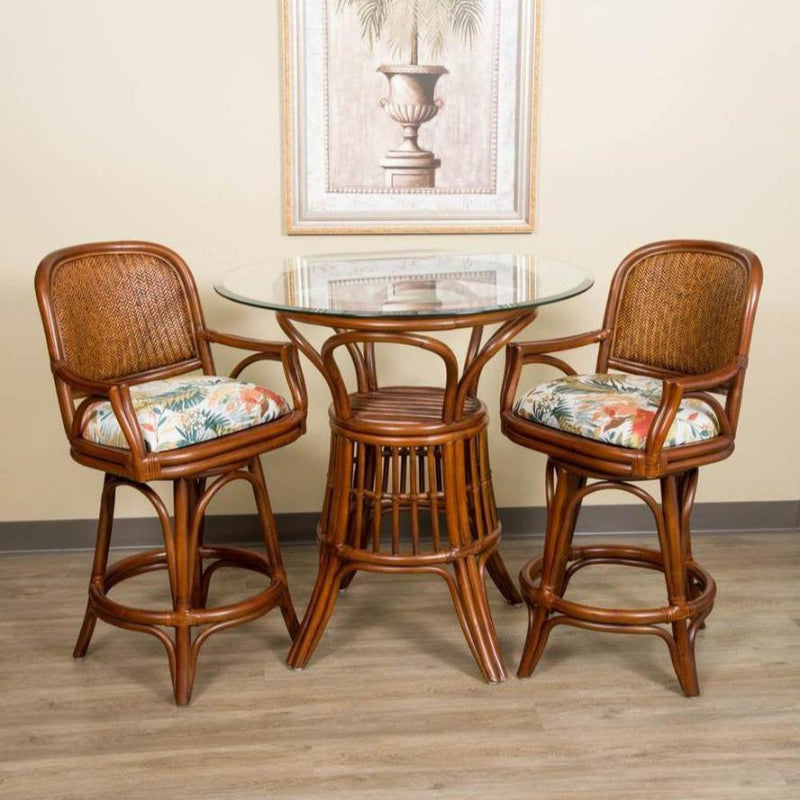 Alexander & Sheridan Cayman Rattan Indoor 2-Person Pub Set with Arms and Cushions